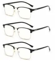 3 Pack Men's Business Rectangular Adjustable Presbyopia Reading Glass +1.0 ~+6.0