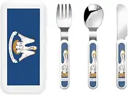 Louisiana State Flag 3 Piece Set For Camping Stainless Steel Flatware, Spoon, Fork, Knife, Ideal For Outdoor
