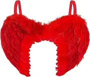 Red Wings Halloween Devil Costume - Women's Demon Wings and Outfit Accessories - Ladies Fallen Angel Red Feather Wings - Cupid Costume