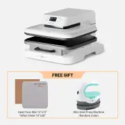 [Buy 1 Get 2]HTVRONT Auto Heat Press Machine 15" x 15" 230V & Free Mini Heat Press Machine, White