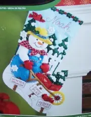 Bucilla "SNOW GARDEN" Felt Christmas Stocking Kit Snowman OOP LTD ProductionRARE
