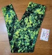 LuLaRoe Gigi + Jax Witchful Thinking Tween Leggings Green Tie Dye NWT