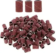 LOORGVEL 100Pcs Nail Drill Sanding Rings Durable Corundum Grinding Heads for Artificial Nails Essential Polisher Tool for Nail Care and Manicure Use Red