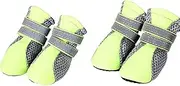 Pet Outdoor Walking Shoes Net Soft Summer Shoes Night Safe Reflective Boots for Large Small Dogs(Green,Large)