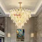 Modern Crystal Chandelier Glass Leaves Decor Pendant Lighting Ceiling Light