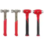 Milwaukee Ball Peen Hammer Set with Shockshield Grip I-beam Handle (4-Piece)