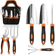 Garden Tool Set, Stainless Steel Heavy Duty Gardening Tool Set, with Non-Slip Rubber Grip, Storage Tote Bag, Outdoor Hand Tools, Ideal Garden Tool Kit Gifts for Women and Men