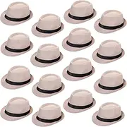 [Lasnten] 16 Pcs 1920s Hats Bulk for Men Short Brim Sun Panama Hats for Men Women Party Costume, Circumference 60 cm