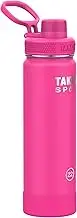 Takeya Sport Premium Quality Triple Wall Insulated Stainless Steel Water Bottle with Spout Lid, 26+ Hours Cold, 22 Ounce, Pink Sweep