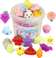 24-Piece Mochi Squishy Toy Set for Kids - Stress Relievers and Party Favors