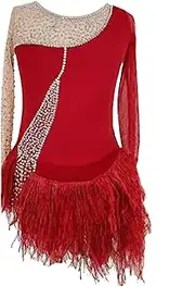 [Zagitova] Girls' Figure Skating Dress with Sparkling Diamonds, Women's Long Sleeve Ice Skating Dresses for Competition