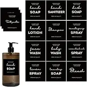 36 Pcs Hand Soap Labels Waterproof, v2croft Minimalist Farmhouse Soap Labels for Bottles, Black Label Stickers for Lotion Dispenser, Shampoo, Conditioner, Dish Soap (2.75 x 2.83)