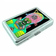Abstract Alien Monster Em1 Silver Metal Cigarette Case RFID Protection Wallet