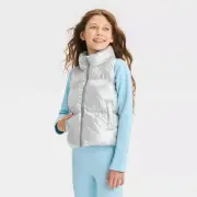 All in Motion Kids Full Zipper Reversible Quilted Puffer Vest Stand Up