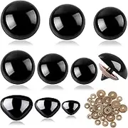 90Pcs Large Safety Eyes and Noses Kit Black Plastic Craft Dolls Eyes for DIY Puppets Bear Crafts Stuffed Animals Amigurumi Making Supplies (9 Sizes)