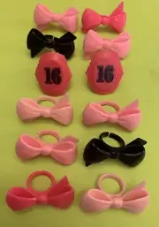 Decopac Sweet 16 Bow Ring Cake Topper Pink Black Set Of 12