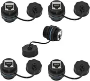 5PCS RJ45 Panel Mount Waterproof Connector,Shielded RJ45 CAT5E/6 Industrial Bulkhead Feed Thru Coupler,Outdoor IP68 Waterproof Ethernet LAN Cable Connector