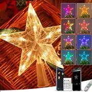Christmas Tree Topper Star Crystal, Color Changing Christmas Tree Decorations wi