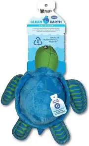 Spunky Pup Clean Earth Plush Turtle, Blue Large Dog Toy