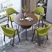 HOLGVE Negotiation Round Table and Chair Set, Office Reception Room Club Table, Dining Table and Chair Set, for Living, Coffee, Shop, Bakery Lounge(Green)
