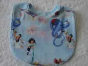 Aladdin & Jasmine Blue Newborn Baby Bib Cotton Front Towelling Back Handmade