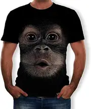 [Generic] Men's Top T-Shirt Animal Monkey 3D Monkey Face Digital Print Short Sleeve Top