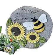 Sunflower Stepladder, External Spring Board, Bee Decorative Stone for Garden | Resin Spring Board for Outside, Pathway, Garden Drive, Courtyard, Patio Landscaping, Courtyard