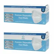 100pcs Litepak White Disposable 3 Ply Face Mask SOFT Earloop Premium Mouth Cover