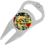 Love Hearts Golf Ball Marker Divot Repair Tool Bottle Opener