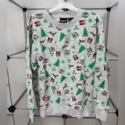 Mad Engine Christmas Tree Santa Gift Pullover Kid's Sweater Size S New