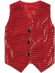 [KKmeter] Boys Girls Sequin Waistcoat Sleeveless Hip-hop Jazz Dance Stage Performance Costume Vest Tops