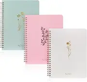 3 PCS Women's Aesthetic Spiral Notebook, Hardcover College Straight Line Horizontal Line Notebook, Cute journaling notebook with Large Pocket Lined Pages, Men's and Women's Note Books, 3 Colors