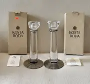 Kosta Boda ~ "Athena Platinum" Pair Candlesticks ~ Arina Ehrner ~ #69909