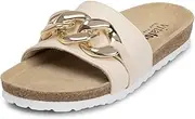 [VITAFORM] Olive Leaf Tanned Mules for Women with Link Chain, Soft Nappa Leather, Elegant Summer Shoes, Handmade Shoes from Germany
