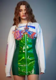Emerald Light Chaser Holographic Bustier Dress