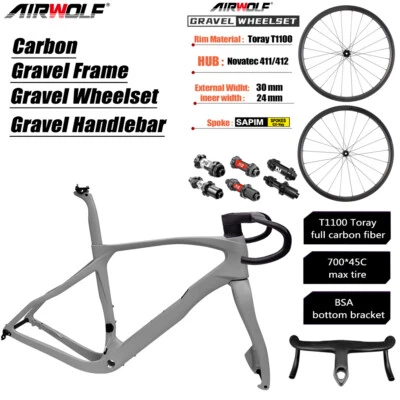 AIRWOLF Carbon Gravel Frame & Carbon Wheelset 700x45c GREVIL Bike Frameset