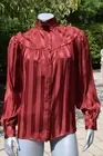 NEW! $2290 YSL Saint Laurent Red Silk Dress Shirt Blouse Polka Dots sz 40/US 8