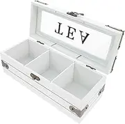 White Tea Bag Storage Wooden Tea Bag Sugar Packet Holder Wood Storage Bins with Lids