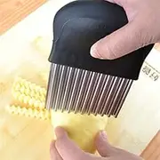 French Fries Cutter Stainless Steel Serrated Blade Easy Slicing Cut Vegetable Fruit Tool Wave Knife Chopper Knife Accessorie Y21,Photo Color