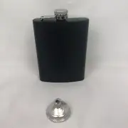 BLACK STAINLESS STEEL 8OZ HIP FLASK WITH FLASK FUNNEL NIB