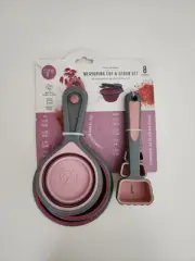 CORE KITCHEN 8pc Collapsible Measuring Cup & Spoons Set, flexible silicone.