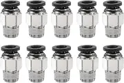 uxcell 10pcs Push to Connect Fittings 1/4" Tube OD x 1/8" NPT Thread Male Straight Union Fittings Copper Quick Connect Pneumatic Fittings for Semi Truck Trailers Air Brake System, Black