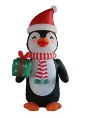 12 Foot Tall JUMBO Christmas Inflatable Penguin and Gift Yard Balloon Decoration