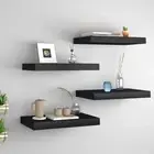 Floating Wall Shelves Set of 4 Black 15.7x9.1x1.5 Storage Display Shelf
