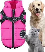 Nlrlo Dog Thermal Coat, Dog Winter Coat Harness,Dog Warm Dog Thermal Vest - Dog Thermal Coat, Dog Snow Jacket with Zipper for Small Medium Large