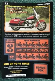 Harley-Davidson Road King , Instant Virginia SV Lottery Ticket