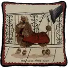 Wool Needlepoint & Petit Point Throw Pillow Poodle Dog Cushion 17x17 Handmade