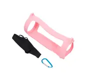 3Pcs/Set Portable Wireless Bluetooth-compatible Speaker Silicone Protective Cover Case with Strap Carabiner for JBL Charge 4 - Pink