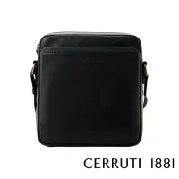 在飛比找momo購物網優惠-【Cerruti 1881】義大利頂級小牛皮肩背包斜背包(黑