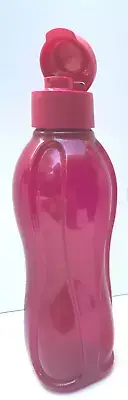 Tupperware Sparkle Red Water Bottle 1L Flip Top Pour Seal Glitter RedNew